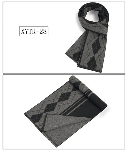 Classic Brand Scarfs for Men Thick Imitation Cashmere Shawl Scarves Winter Warm Business Muffler Scarves Long Wrap