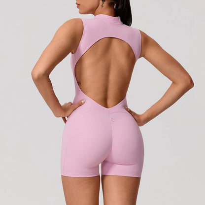 Hearuisavy Sports Overalls Women Gym High Stretch Sleeveless Yoga Bodysuit Running Push Up Butt-Lifting Fitness Jumpsuit Female