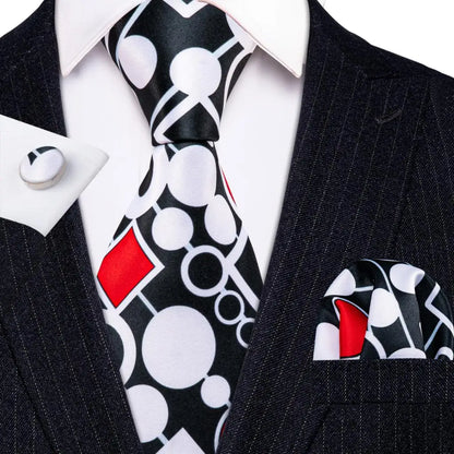 Barry.Wang Colorful Men Tie Handkerchief Cufflinks Set Novelty Floral Necktie for Male Designer Wedding Business Party Gift