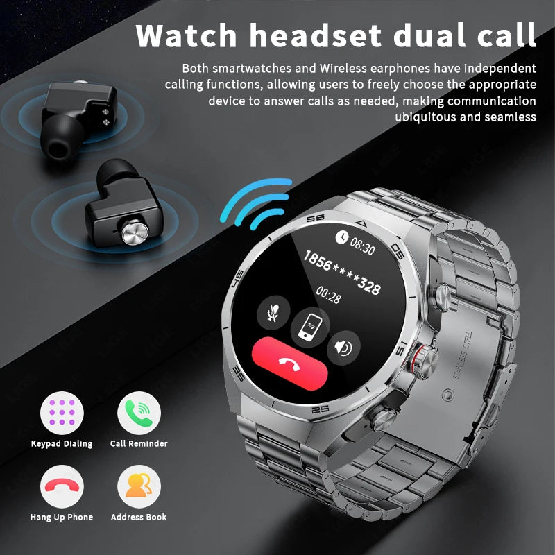2025 New NFC Smart Watch with Earphones Bluetooth Earplugs Call Health Monitor Sports Music Headset Smartwatch for IOS Android