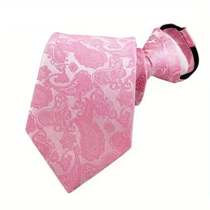 Hot Sell 8CM Zipper Tie Men Bridegroom Wedding Stripes Necktie Lazy Pre-tied Ties Pink Red Color Necktie For Men Women