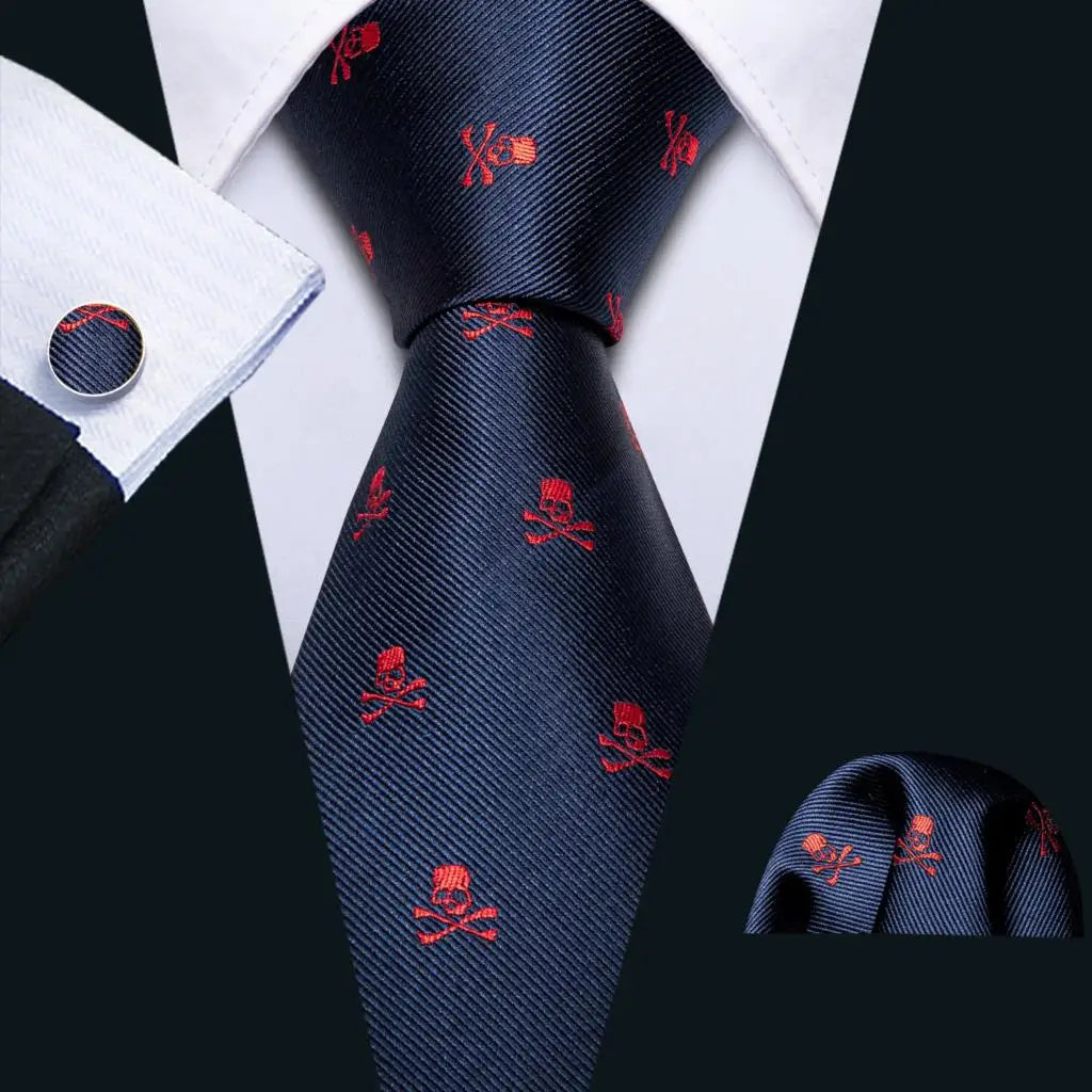 Barry.Wang Navy Royal Sky Blue Silk Men Tie Hanky Cufflinks Set Jacquard Teal Cyan Turquoise Necktie for Male Wedding Business
