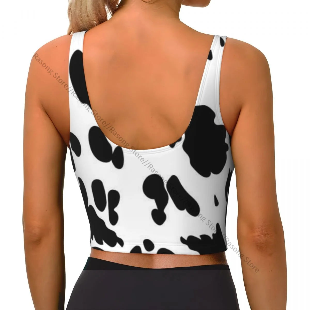 Women Sexy Sports Vest Cow Domestic Pattern Female Streetwear Sport Lingerie Tee Crop Top