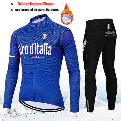 Winter Thermal Fleece Cycling Jersey Set Tour De Italy D&
