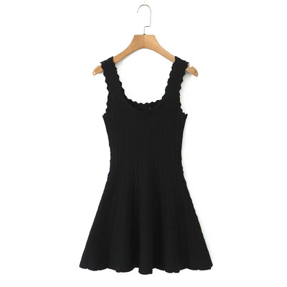 YENKYE 2025 Women O Neck Sleeveless A-line Slim Knit Dresses Casual Autumn Tank Mini Dress