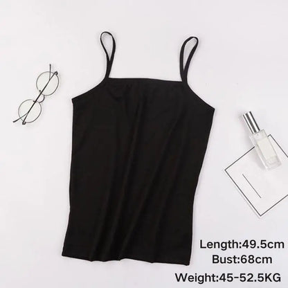 Summer Women Tank Tops Camisole  With Padded Bra Solid Color Sexy Off Shoulder O Neck Elastic Sport Vest  Push Up Base Shirt