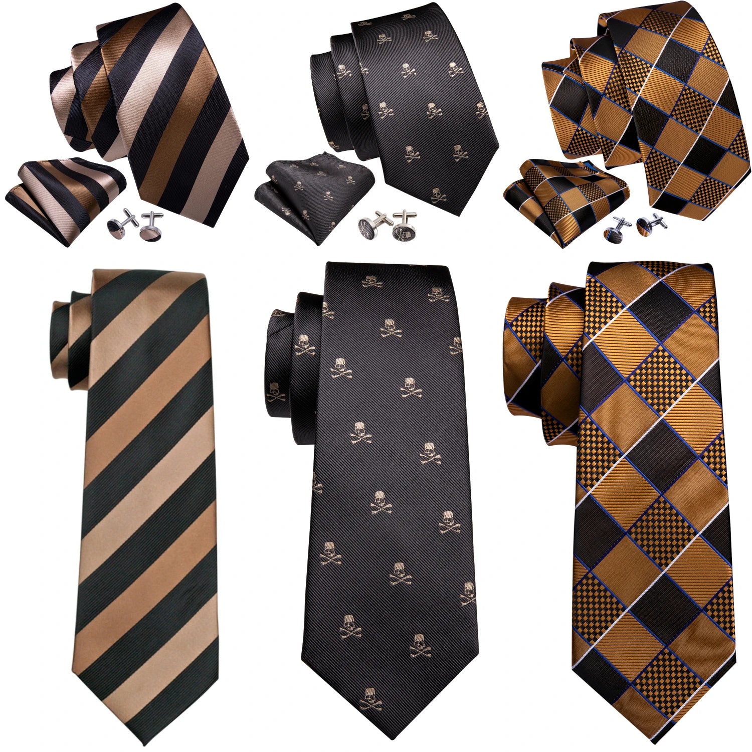 Barry.Wang Jacquard Brown &amp; Gold Men&