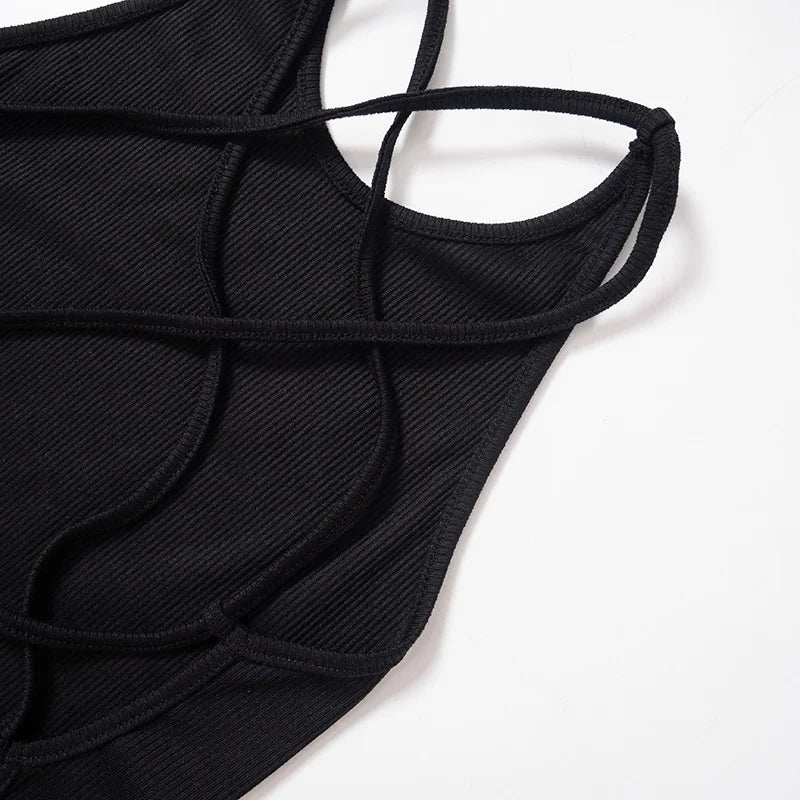 Y2K Backless Crop Top for Women Sleeveless Sexy Cute Black Vest Tank Top Summer Fashion Cropped Vest 2000s Style Female Clothing