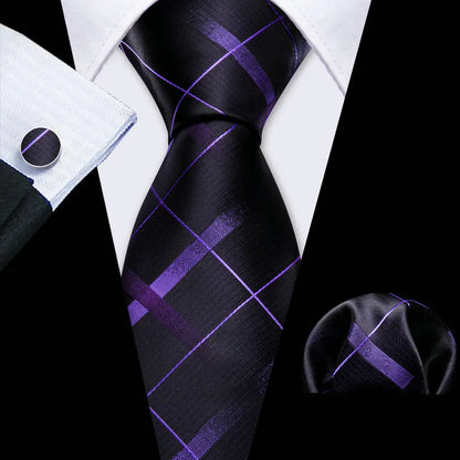 Blue Red Black Mens Silk Tie With Pocket Square Cufflinks Set Novelty Paisley Necktie For Male Formal Casual Party Barry.Wang