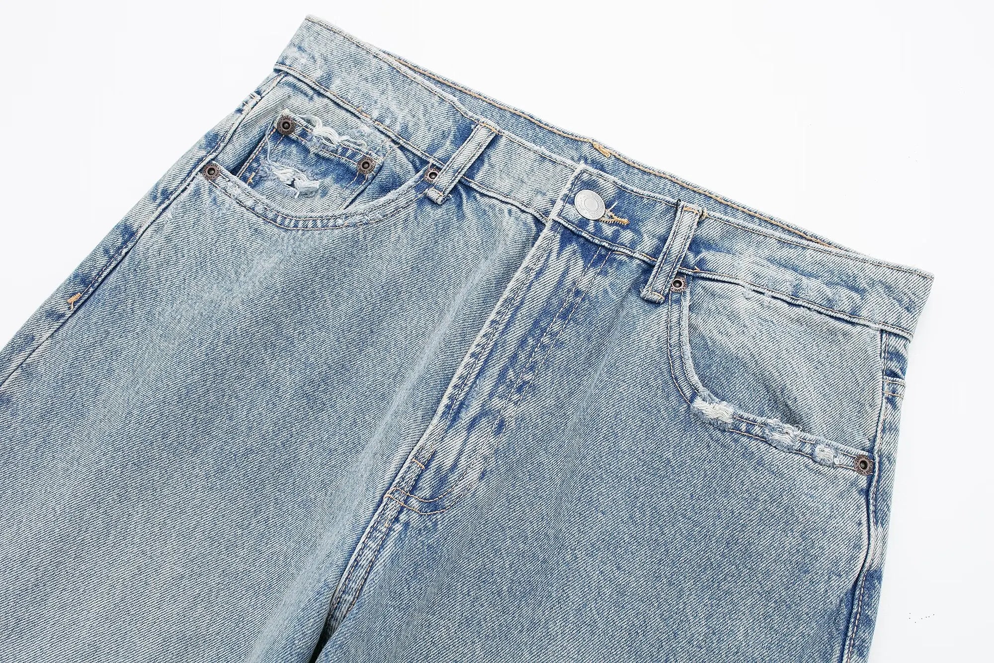Jeans For Women 2024 Denim Solid Loose Zipper Fly Female Hole Trouser Pockets Wild Basic Commute Woman Wide Leg Long Pant
