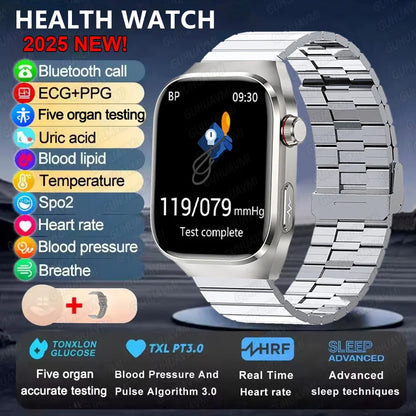 2025 New Smart Watch 2.04-inch AMOLED Screen Bluetooth Call IP68 Waterproof 650mA Sports Smartwatches Men Android Military-Grade
