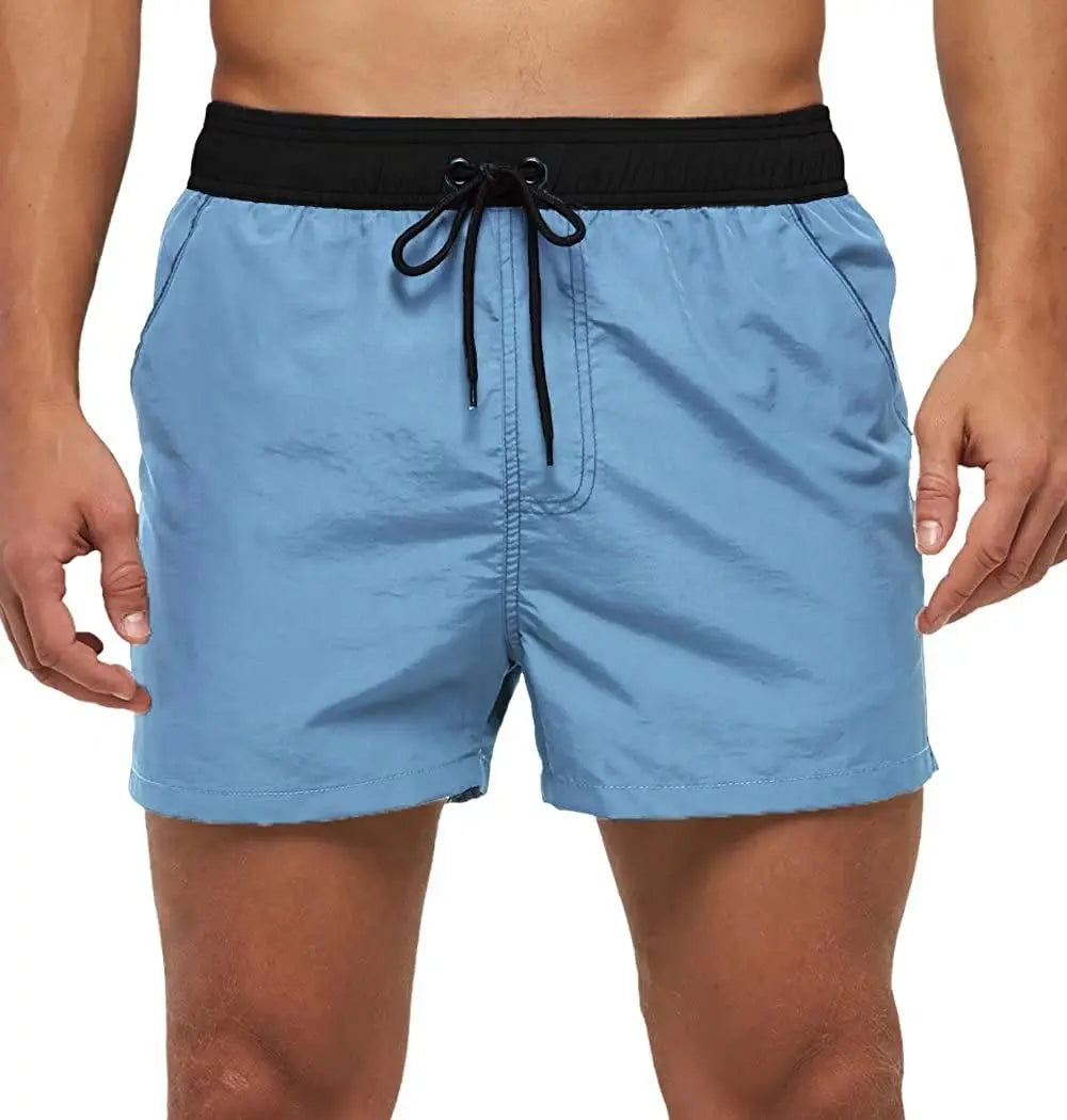 Men Summer Swim Shorts Swimwear Trunks Swimsuits Quickly Dry Surf Beach Board Elastic Waist Swim Pants Surffing Shorts with Mesh