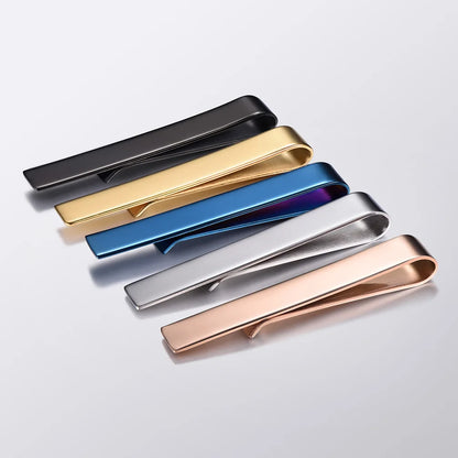 U7 Stainless Steel 5pcs/set Tie Clips for Men Flat Clip Mix Metal Colors Necktie Gift for Him Daily Jewelry Set