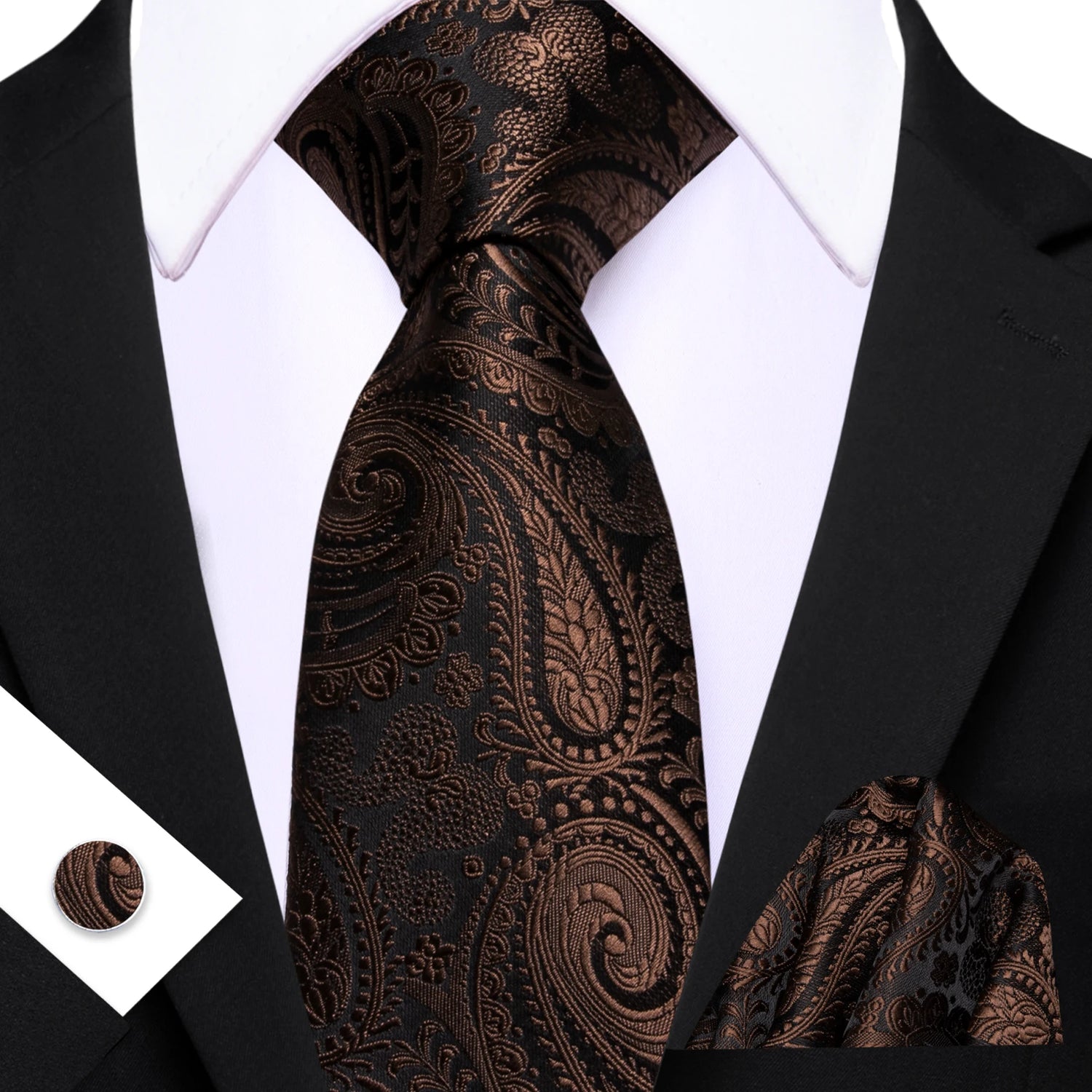 Barry.Wang Jacquard Brown &amp; Gold Men&