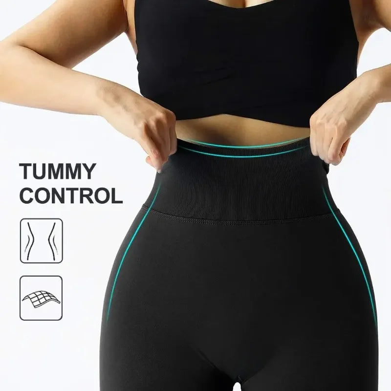 Seamless Knitted Leggings Women High Waist Sports Pants  High Elastic Gym Workout Running Leggings Sexy Hip Liftting Leggings