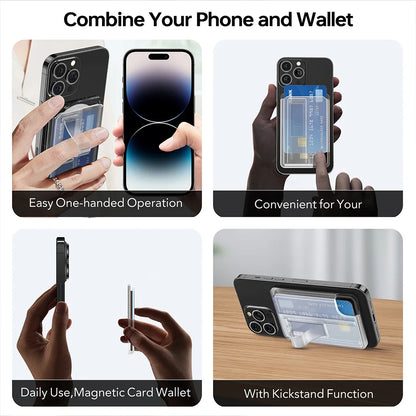 Grippopso Magnetic Wallet Universal Phone Card Holder Wallet Case for iPhone 16 15 14 Pro Max 14 13 with Grip Card Holder