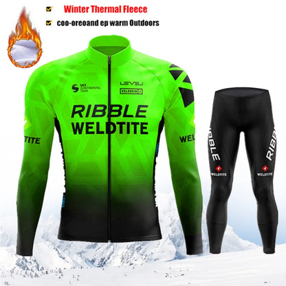 2025 Pro Warm Winter Thermal Fleece Cycling Jersey Sets Men Outdoor Riding MTB Ropa Ciclismo Bib Pants Set Team Cycling Clothing