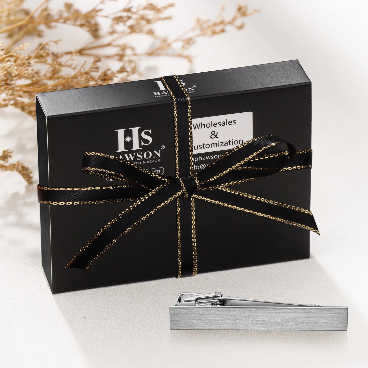 HAWSON Goldren Tie Clip For Men 2/2.2/2.5 inch Classic Copper Tie Bar Business Collar Pin Skiny Necktie Tie Pin Clip for Working