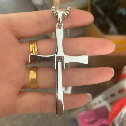 7.8*4.5cm Big Size Alloy Solid Cross Pendant Necklace 60cm Length Stainless Steel Chain Men Women Neck Jewelry Drop Shipping