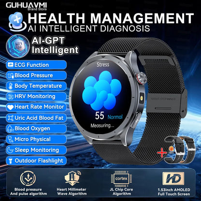 2025 New AI Health Diagnosis Smart Watch Body Analysis Uric Acid Blood lipids ECG+PPG Clock Blood pressure Smartwatch Men Women