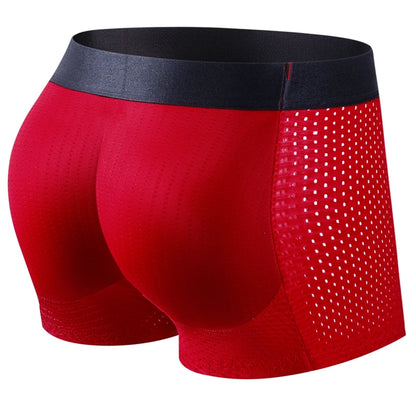 Men Trunks Built-in Fake Butt Hip Lifter Enhancer Shorts Boxer Briefs Padded Underwear Shapewear Underpants Nylon  Breathable