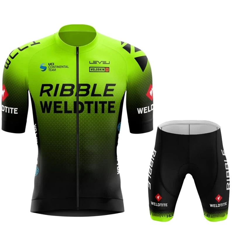 Ribble Weldtite Pro Team Cycling Jersey Set Summer Breathable Bicycle Men&