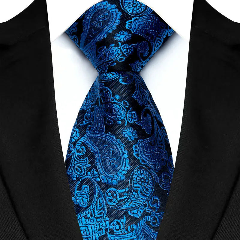 Luxury 8CM Mens Ties Solid Paisley Classic Business Necktie Jacquard Woven Neck ties For Men Groom Wedding Business Party
