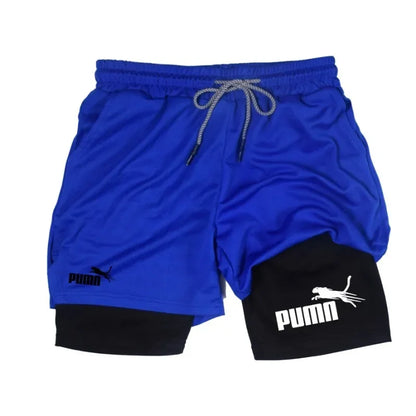 Summer breathable 2-in-1 double-layer shorts men&
