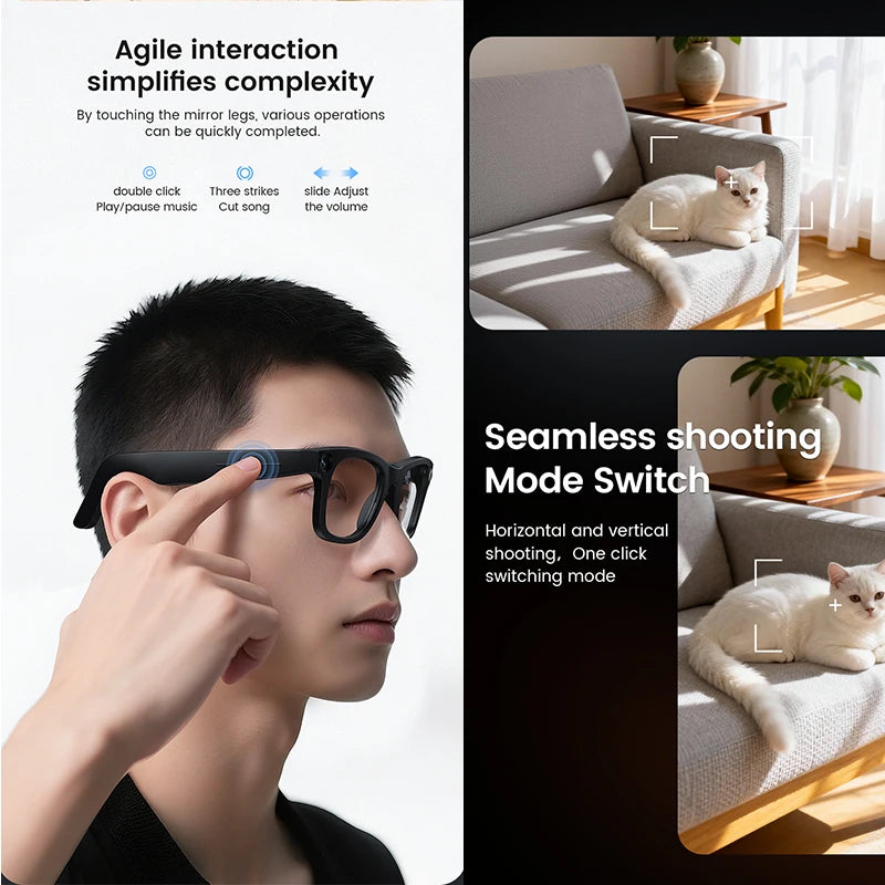 2026Smart Glasses 800W HD Photo Video AI Record Translation Touch Photochromic Lenses Bluetooth Call Music Multifunction Glasses