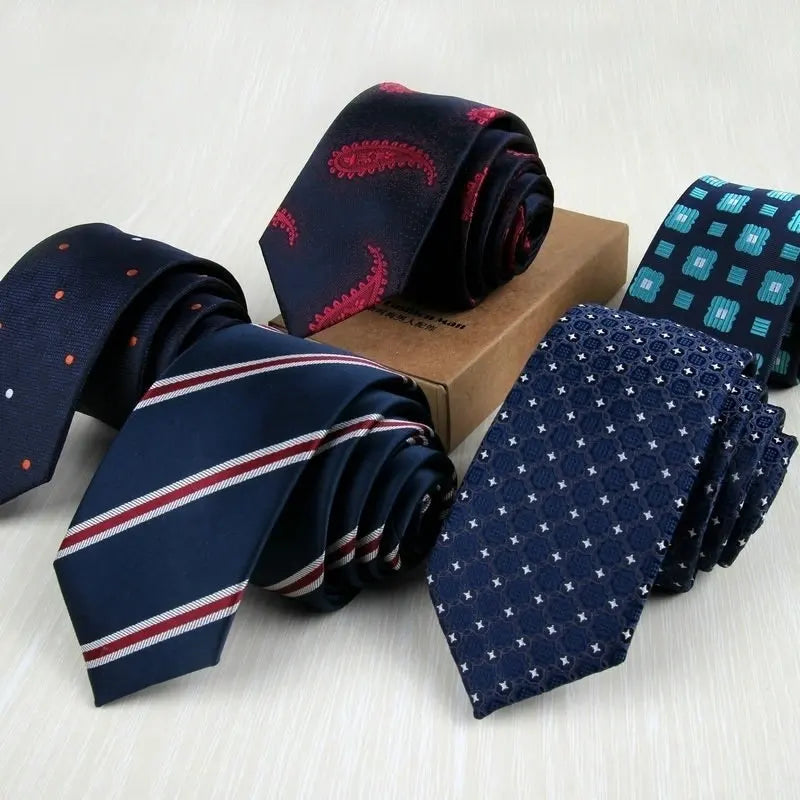 Fashion Ties for Men Accessories 6cm Fashion Business Wedding Classic Silk Tie Blue Black Red Men&
