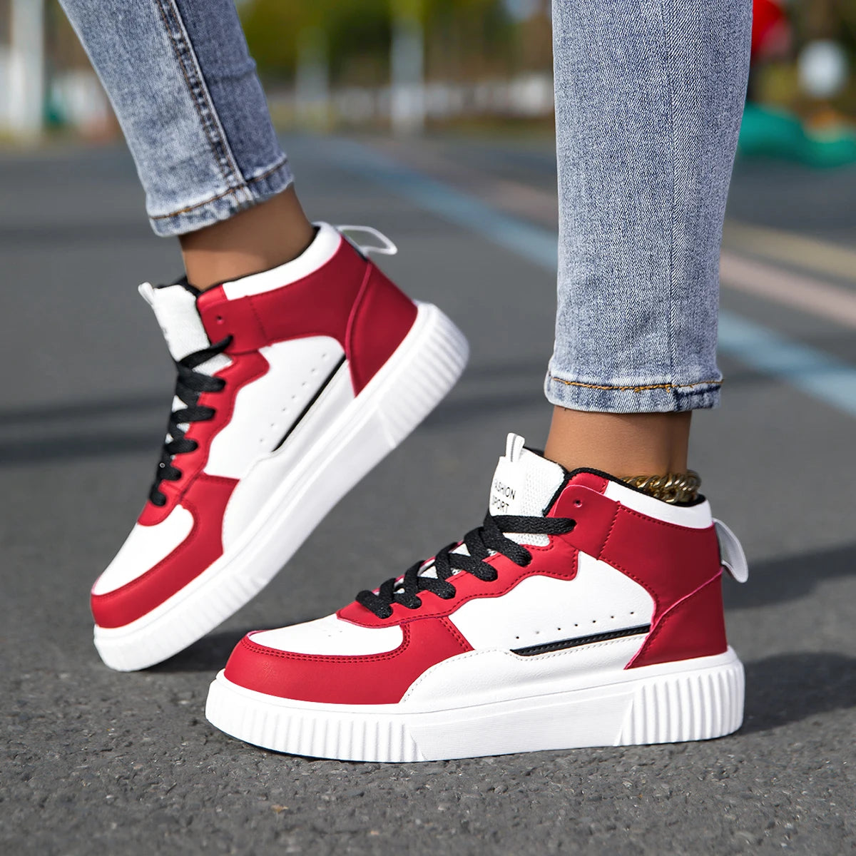 YRZL Women Shoes Skateboarding Shoes for Men Sneakers High Top Lightweight White Black Sports Running Outdoor Casual Shoes Men