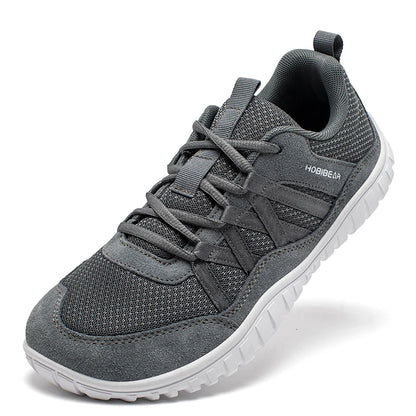 HOBIBEAR Wide Toe Walking Shoes Men Women Non Slip Outdoor Sneakers Lace Up Mesh Breathable Running Shoes