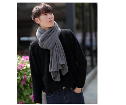 Maikun Thick Knitted Scarf For Men Fashion Winter Increase Simple Solid Color Scarf Men&