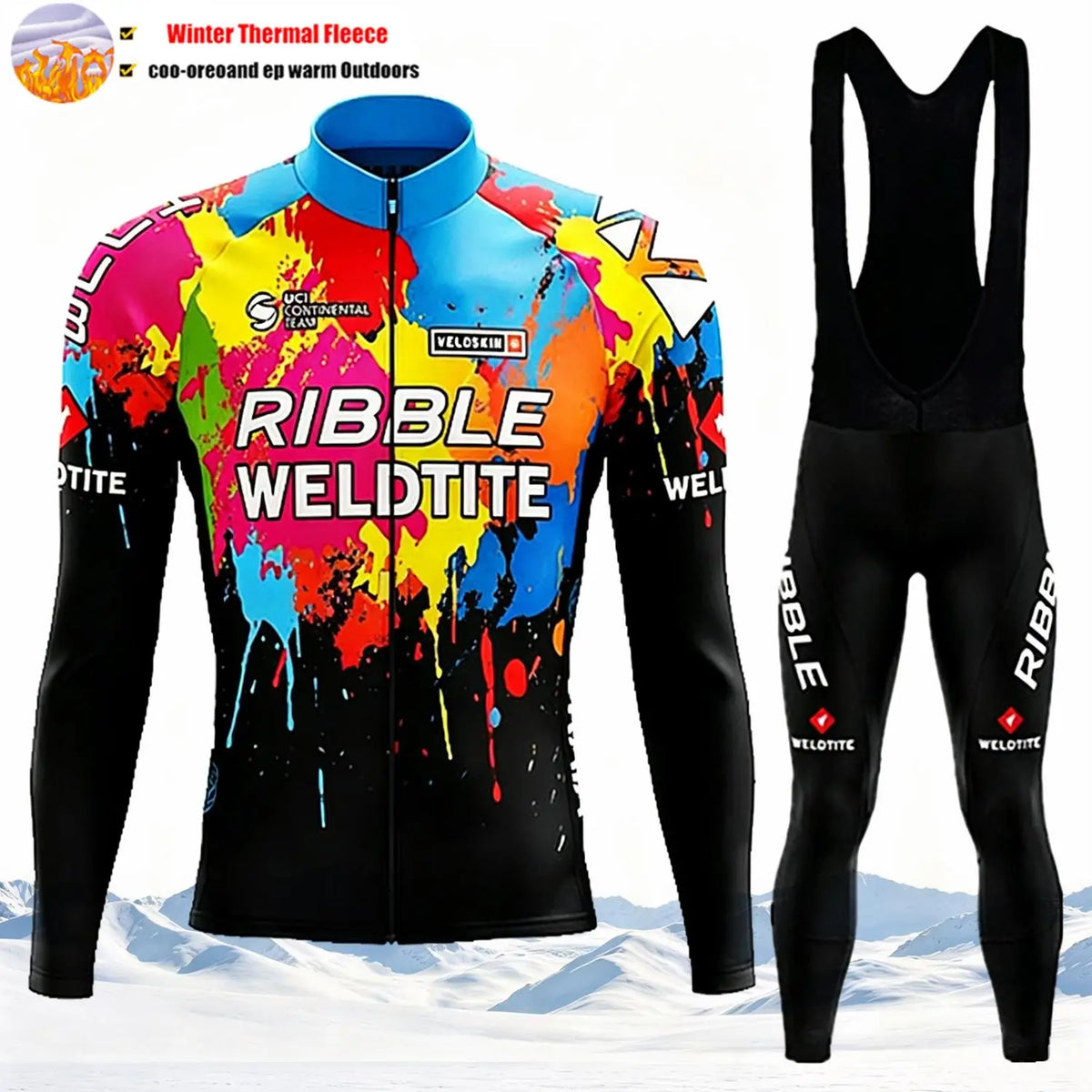 2027 Winter Thermal Fleece Cycling Clothes Long Sleeve Uniform Costume Sport Bike MTB Fleece Jersey Sports Set Bicycle Clothing