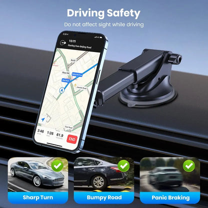 TOPK Magnetic Car Phone Mount; N52 Strong Magnet Dashboard Windshield Suction Cup Car Phone Holder Adjustable Telescopic Arm