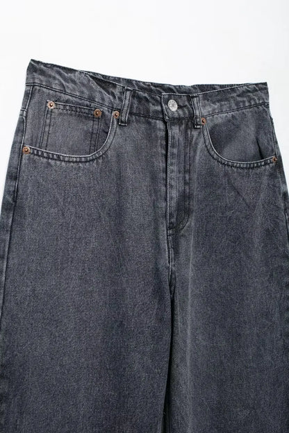 Jeans For Women 2024 Denim Solid Loose Zipper Fly Female Hole Trouser Pockets Wild Basic Commute Woman Wide Leg Long Pant
