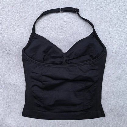 Adjustable Sports Strappy Top Women Backless Gym Top Built in Bra Yoga Clothing Sleeveless Shirts Workout Outfits Tank Top