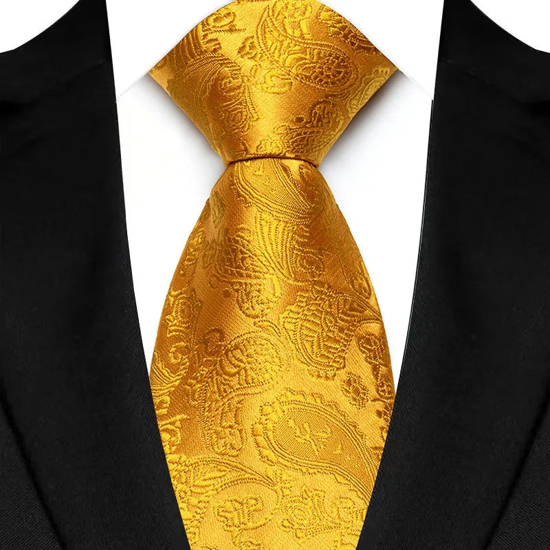 Luxury 8CM Mens Ties Solid Paisley Classic Business Necktie Jacquard Woven Neck ties For Men Groom Wedding Business Party