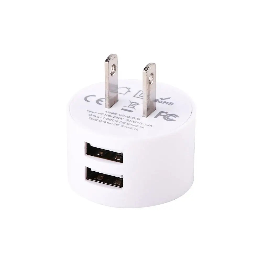 5V 2.1A Min EU UK US Plug Mobile Phone Charger for Mobile Phone 2 Ports White Travel Wall Charger