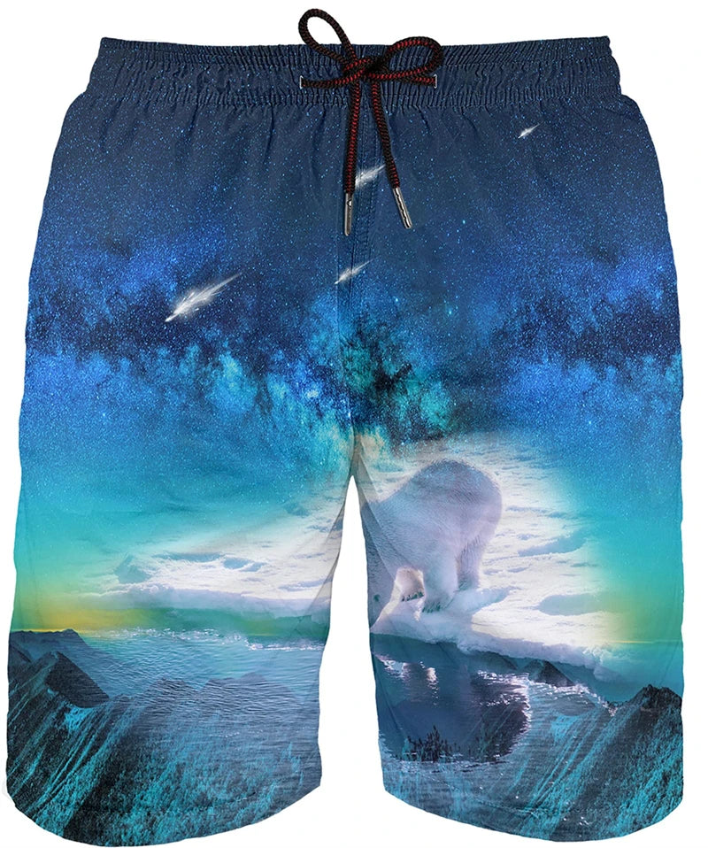 Summer Painting Art 3D Printing Mens Swimwear Swim Shorts Trunks Beach Board Shorts Swimming Pants Swimsuits Running Sports Mens