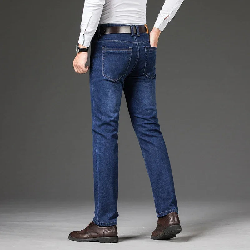 Large Size 40 42 44 46 2025 New Business Casual Stretch Trousers Classic Blue Denim Pants Male Men&