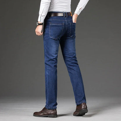 Large Size 40 42 44 46 2025 New Business Casual Stretch Trousers Classic Blue Denim Pants Male Men&