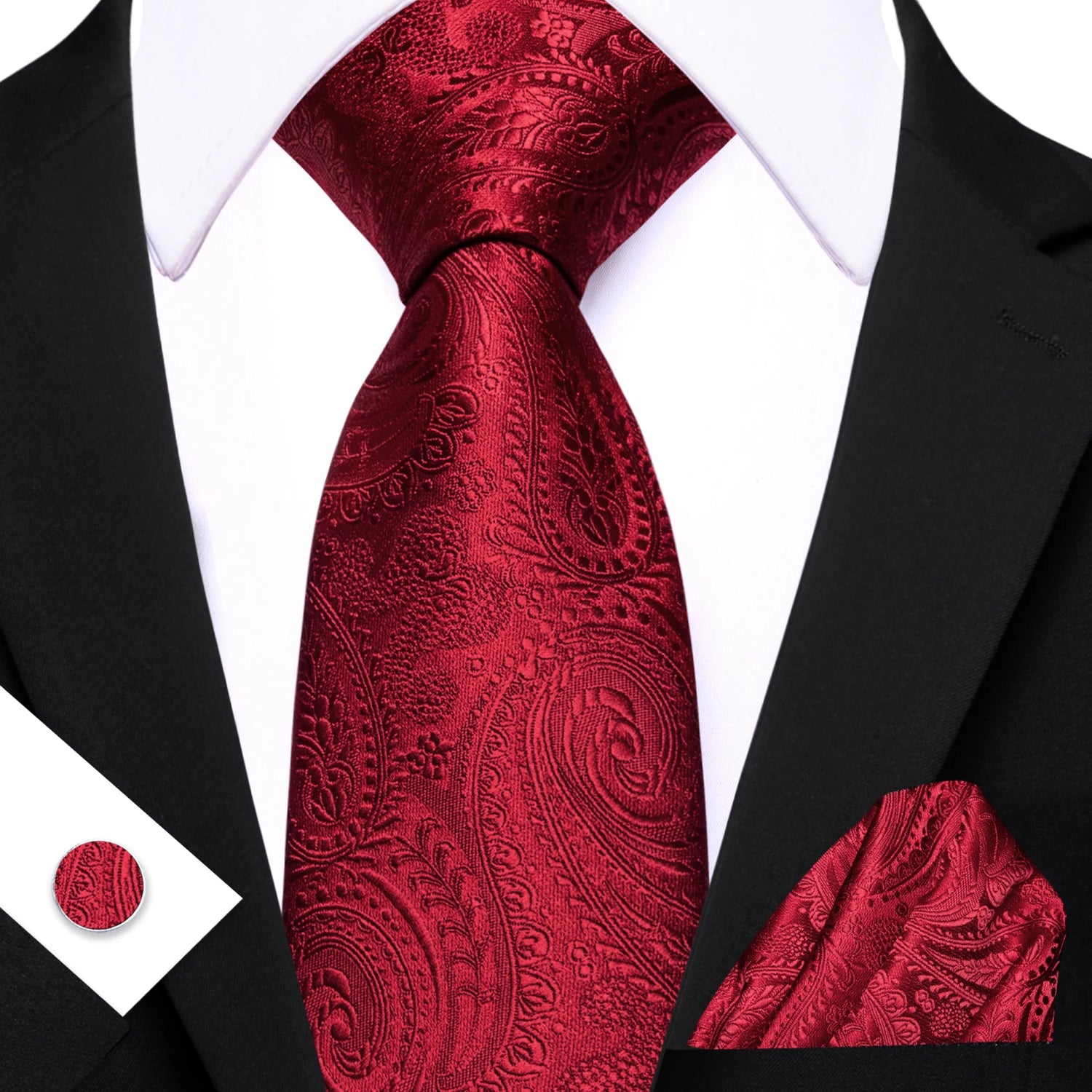 Barry.Wang Jacquard Bright Red Men&