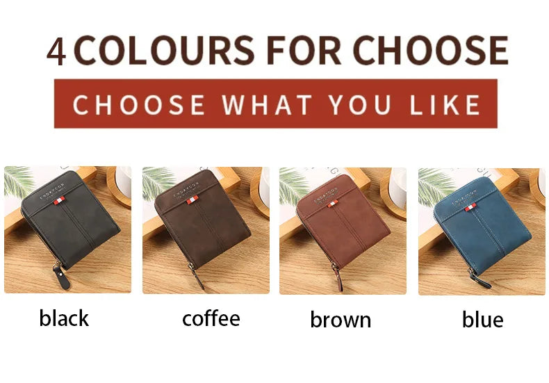 Vintage Credit Card Holder Men Wallets Business Short Coin Purse Zipper Hand Money Bag  Bank Cardholder Case Small Male Walet