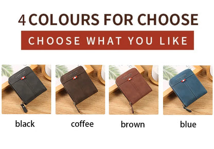 Vintage Credit Card Holder Men Wallets Business Short Coin Purse Zipper Hand Money Bag  Bank Cardholder Case Small Male Walet