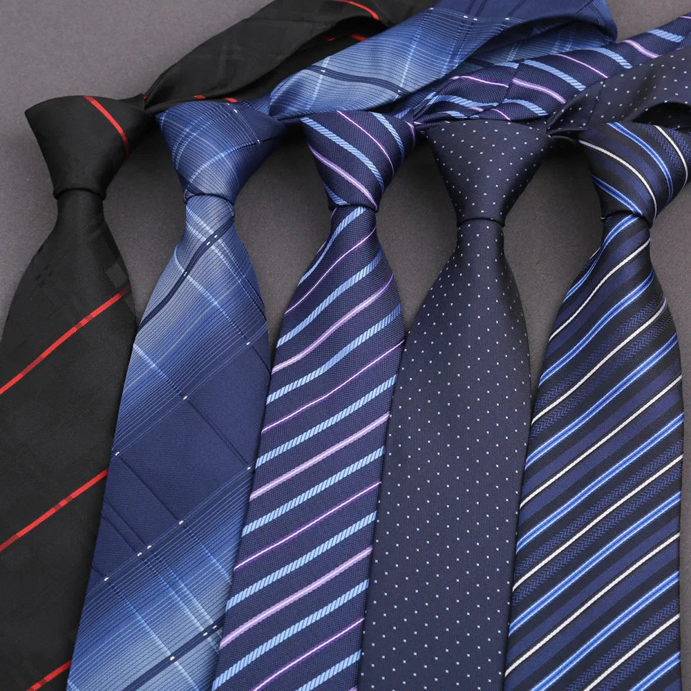 7.5/8CM Man Thin Tie Striped Necktie Men Business Formal Wedding Tie Navy Blue Black Neck Ties Fashion Shirt Necktie Accessories
