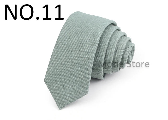 Mens Ties 6cm Classic Cotton Handmade Skinny Neck Ties For Men Soild Color Narrow Collar Slim Orange Grey Blue Tie Casual Tie
