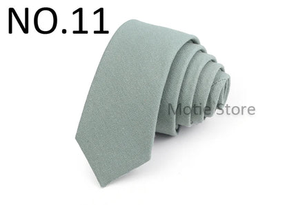 Mens Ties 6cm Classic Cotton Handmade Skinny Neck Ties For Men Soild Color Narrow Collar Slim Orange Grey Blue Tie Casual Tie