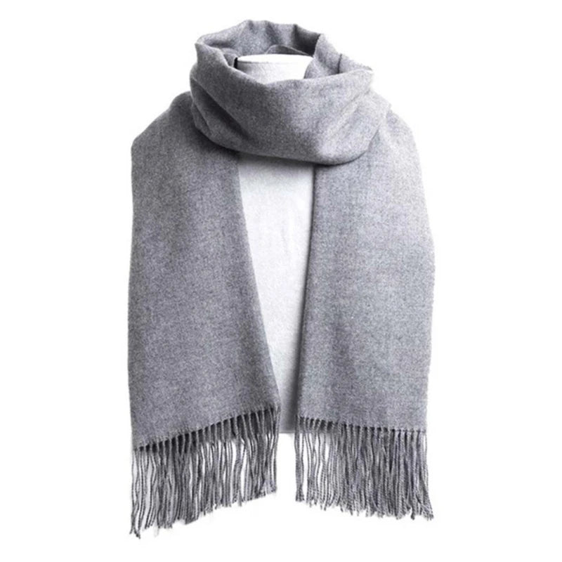Tassel Scarfs Imitation Cashmere Men Solid Color Fashions Winter Warmth Windproof Thickened Elongated Scarf Women&