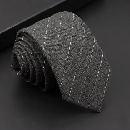 Classic Mens Solid Cotton Handmade 6cm Ties Striped Narrow Collar Slim Necktie Black Red Blue Formal Business Wedding Tie Gift